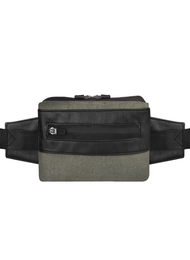 SYUTM Unisex Rectangle Front Zipper Canvas Matty Fabric Waist Pack Travel Handy Hiking Zip Pouch Elegant Style Document Money Phone Belt Sport Bag for Men and Women Adjustable Strap (Khaki Green) - Image 1